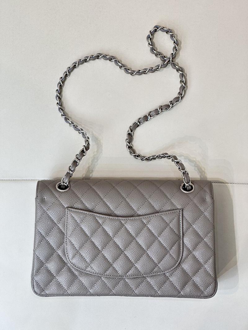 Medium Chanel Caviar Flap Bag A01112 Grey with Silver