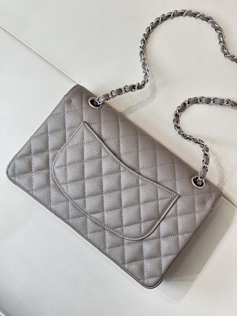 Medium Chanel Caviar Flap Bag A01112 Grey with Silver