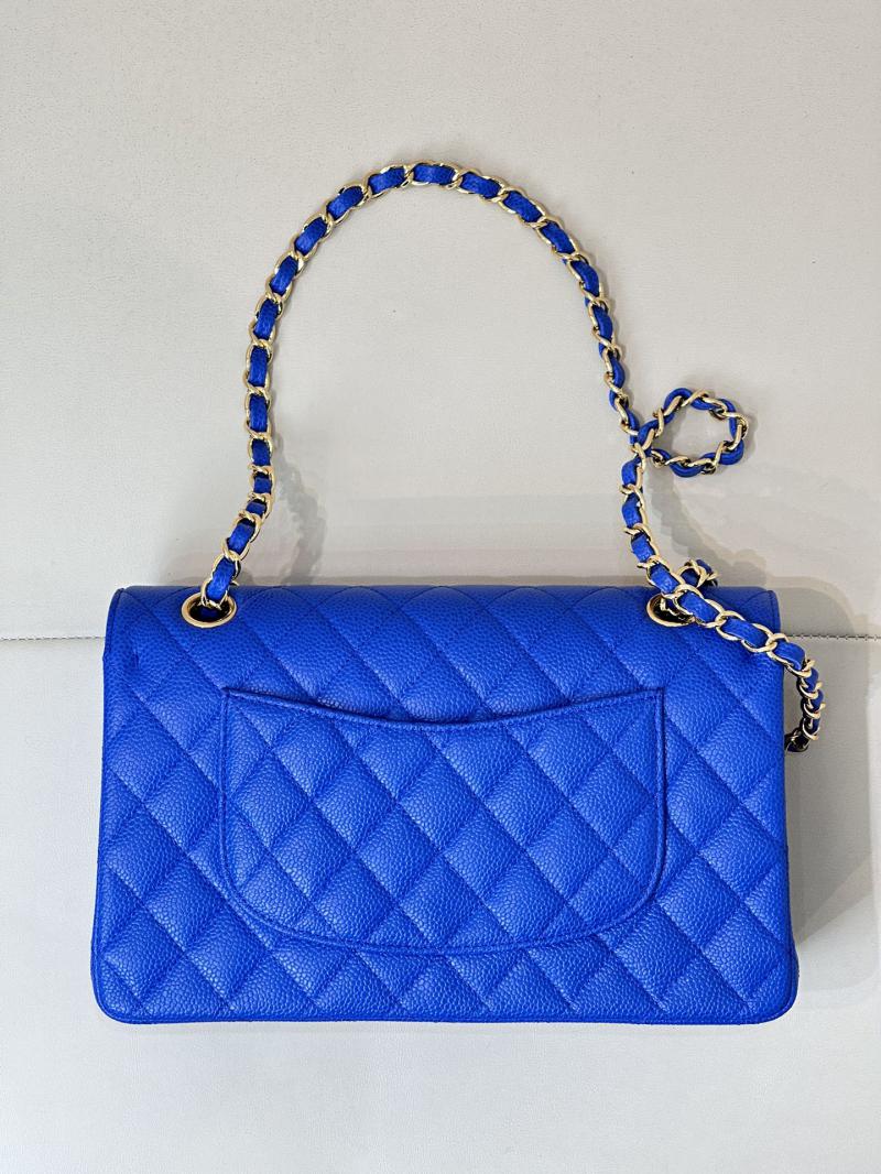 Medium Chanel Caviar Flap Bag A01112 Klein blue with Gold