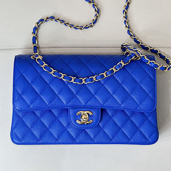 Medium Chanel Caviar Flap Bag A01112 Klein blue with Gold