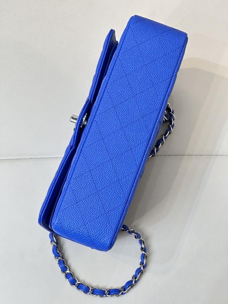 Medium Chanel Caviar Flap Bag A01112 Klein blue with Silver