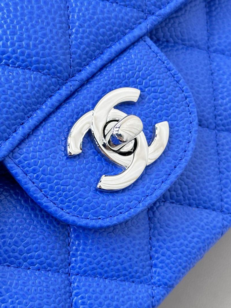 Medium Chanel Caviar Flap Bag A01112 Klein blue with Silver