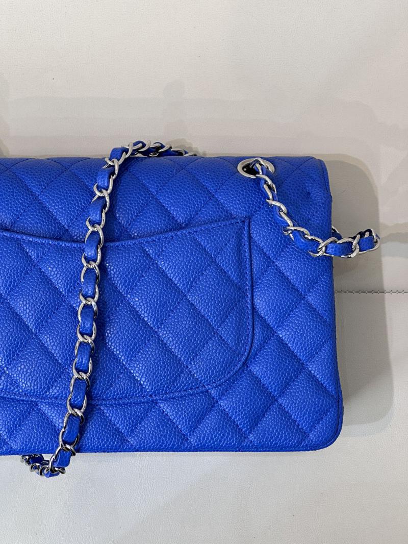 Medium Chanel Caviar Flap Bag A01112 Klein blue with Silver