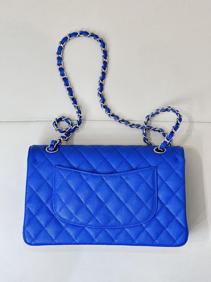 Medium Chanel Caviar Flap Bag A01112 Klein blue with Silver