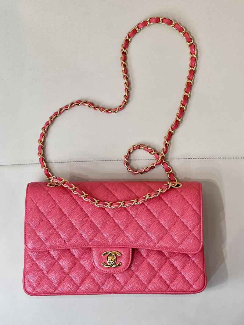 Medium Chanel Caviar Flap Bag A01112 Peach with Gold