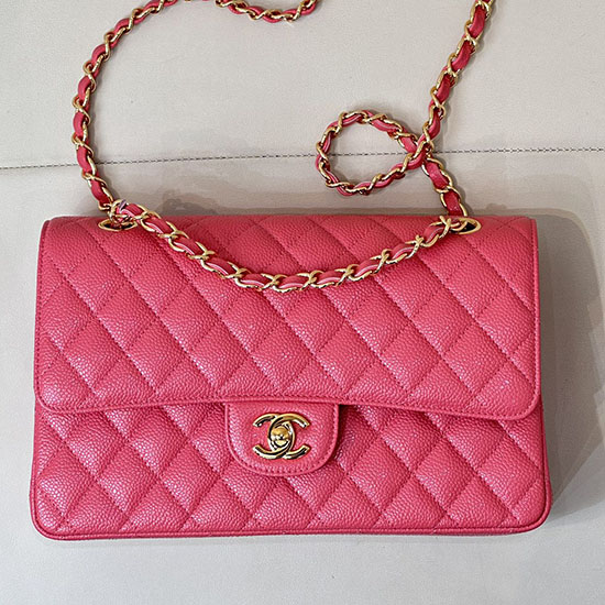 Medium Chanel Caviar Flap Bag A01112 Peach with Gold