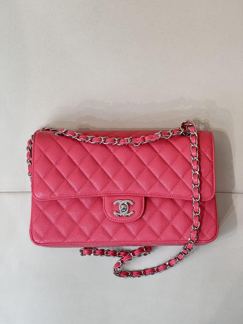 Medium Chanel Caviar Flap Bag A01112 Peach with Silver