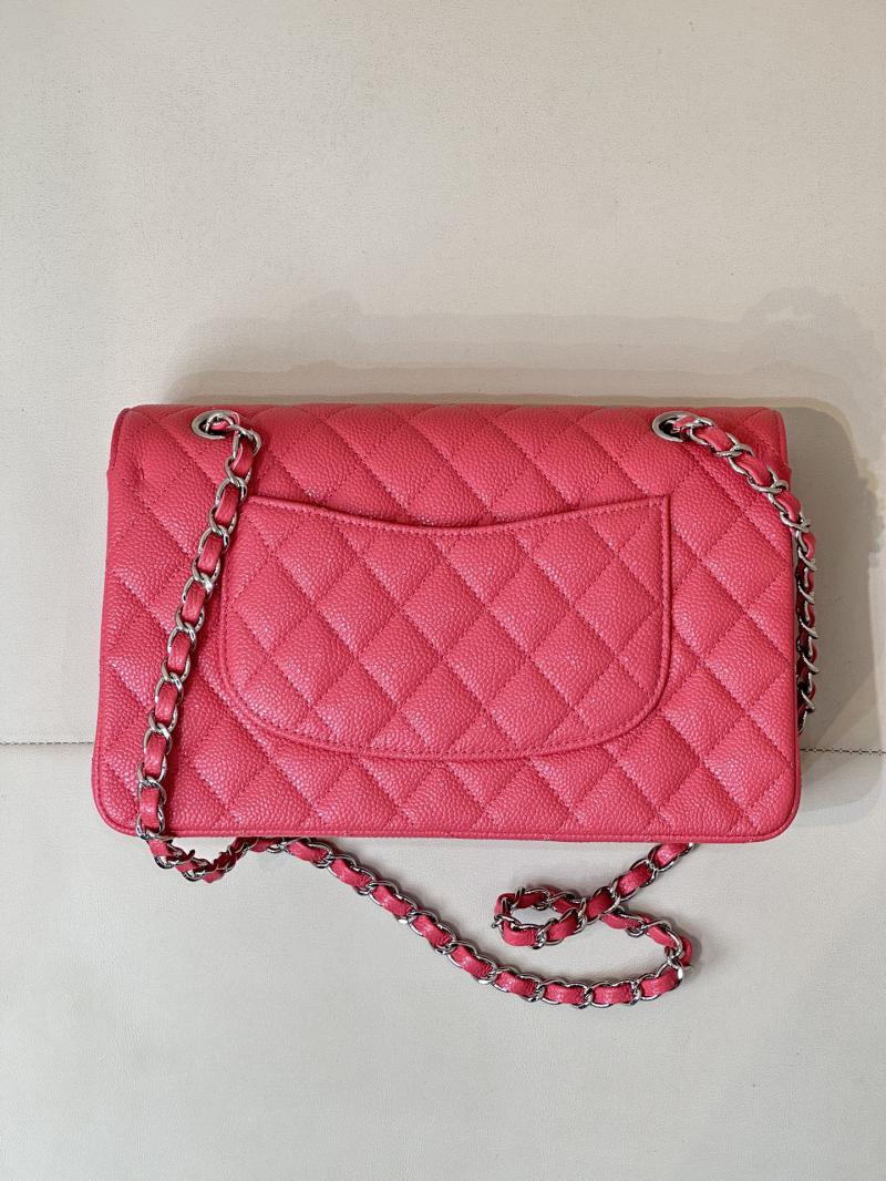 Medium Chanel Caviar Flap Bag A01112 Peach with Silver