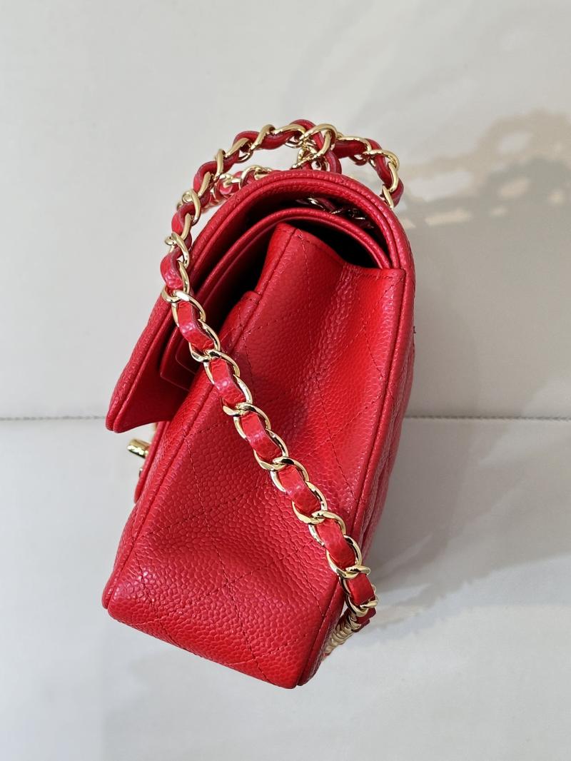 Medium Chanel Caviar Flap Bag A01112 Red with Gold