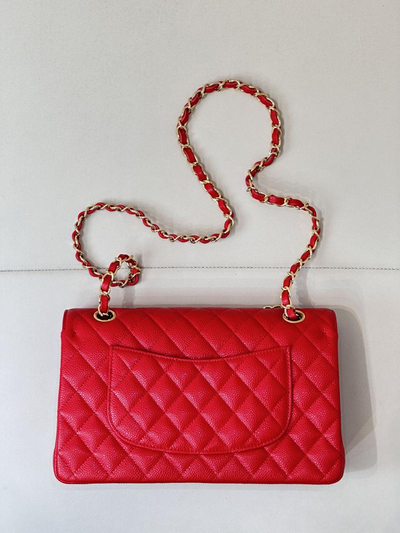 Medium Chanel Caviar Flap Bag A01112 Red with Gold