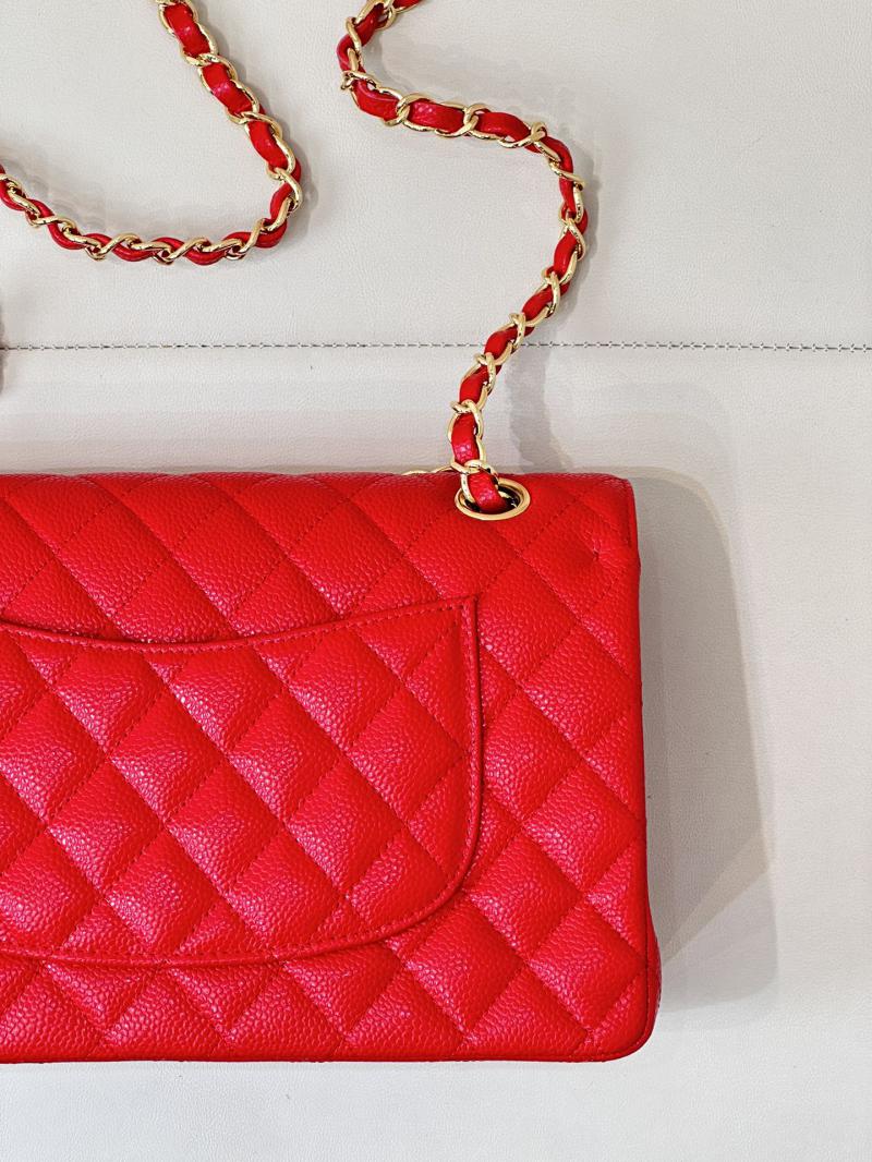 Medium Chanel Caviar Flap Bag A01112 Red with Gold