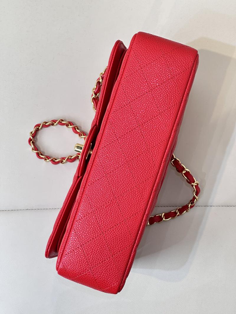 Medium Chanel Caviar Flap Bag A01112 Red with Gold