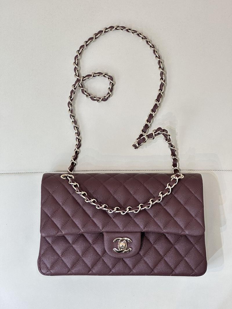 Medium Chanel Grained Calfskin Flap Bag A01112 Chocolate