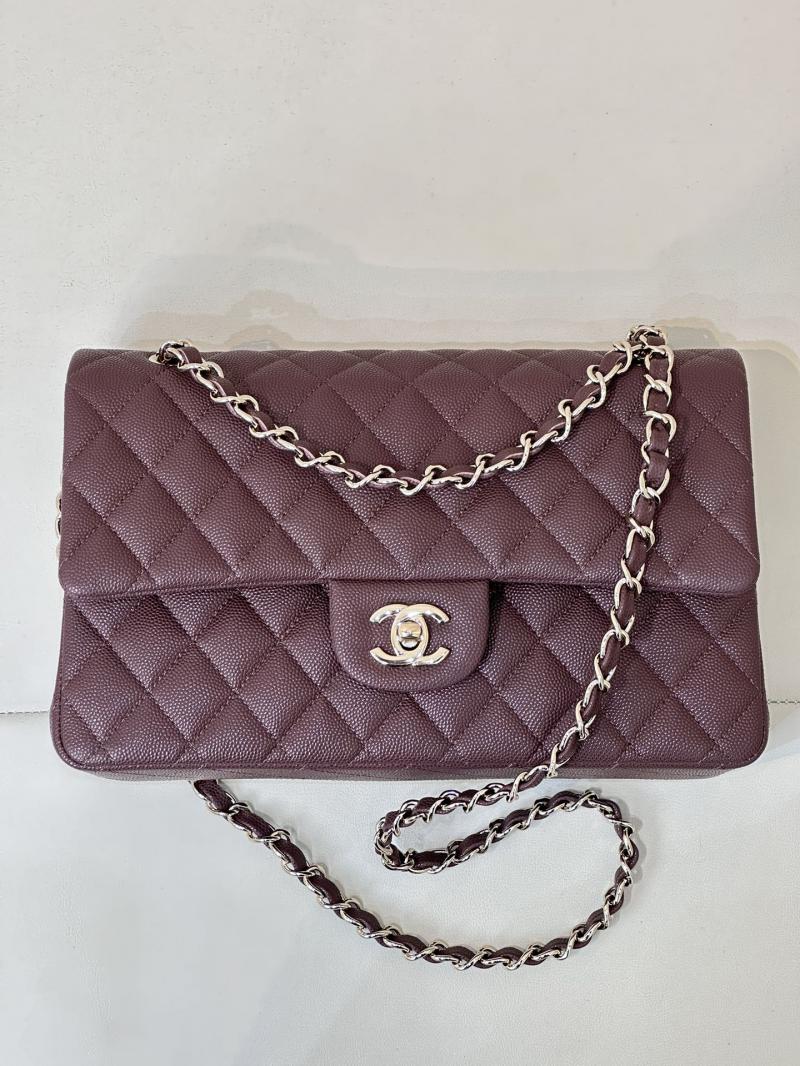 Medium Chanel Grained Calfskin Flap Bag A01112 Chocolate