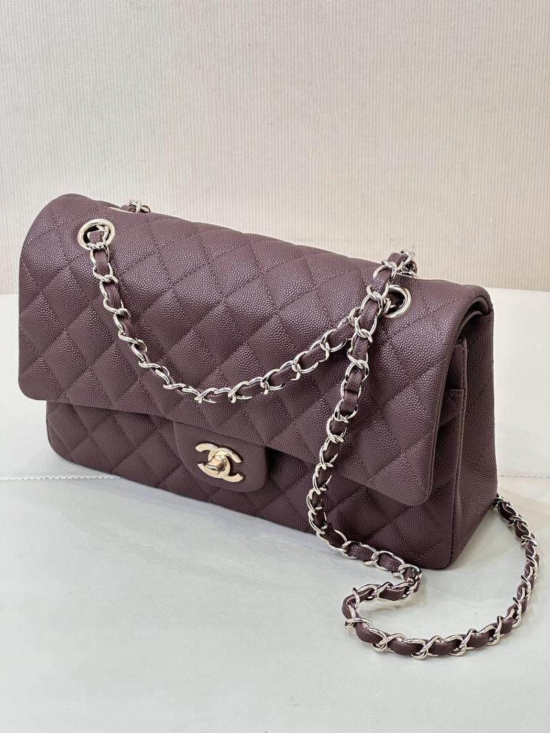 Medium Chanel Grained Calfskin Flap Bag A01112 Chocolate