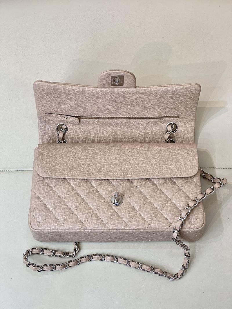 Medium Chanel Grained Calfskin Flap Bag A01112 Nude