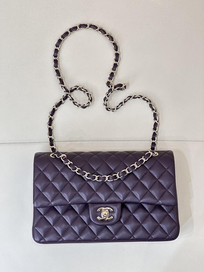 Medium Chanel Lambskin Flap Bag A01112 Dark Purple