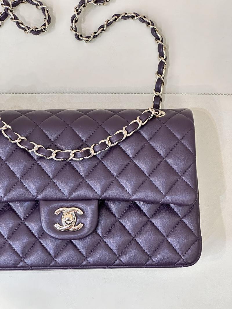 Medium Chanel Lambskin Flap Bag A01112 Dark Purple