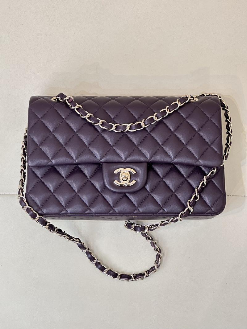 Medium Chanel Lambskin Flap Bag A01112 Dark Purple