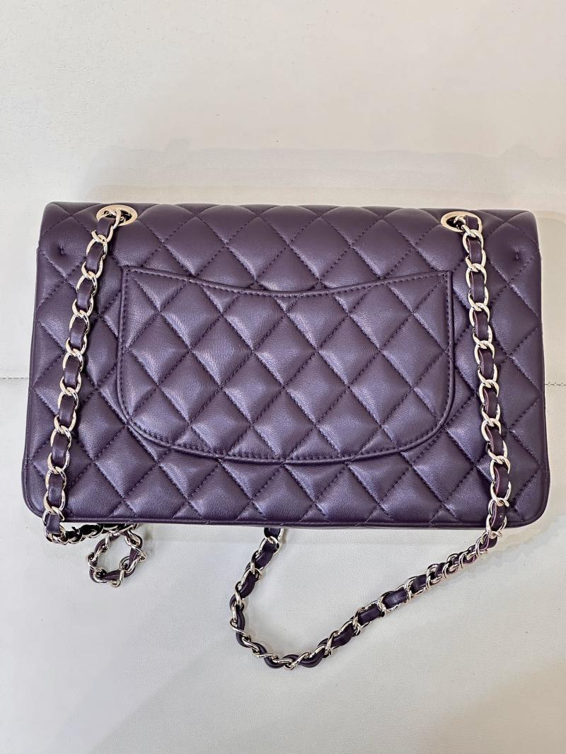 Medium Chanel Lambskin Flap Bag A01112 Dark Purple