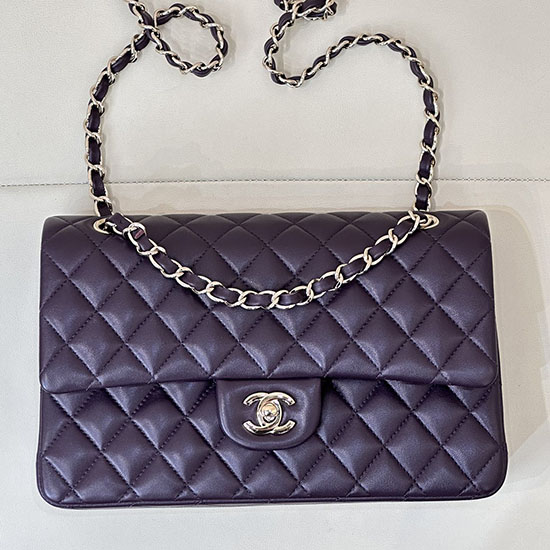 Medium Chanel Lambskin Flap Bag A01112 Dark Purple