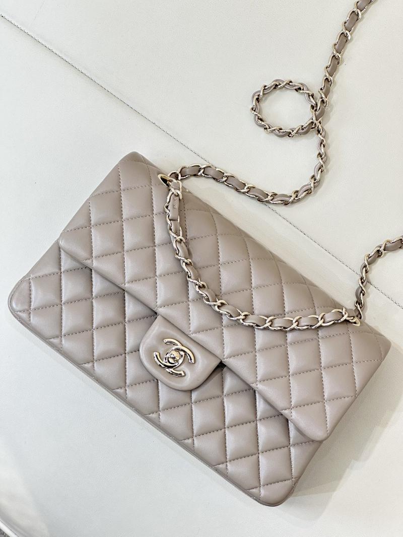 Medium Chanel Lambskin Flap Bag A01112 Light Grey