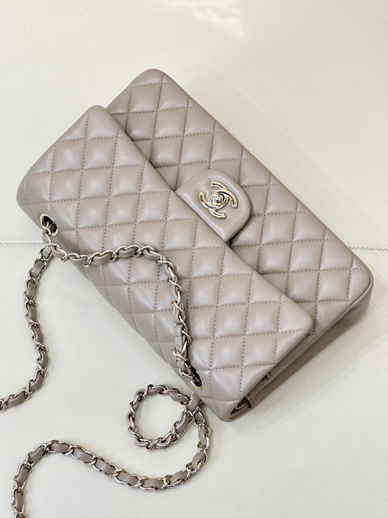 Medium Chanel Lambskin Flap Bag A01112 Light Grey