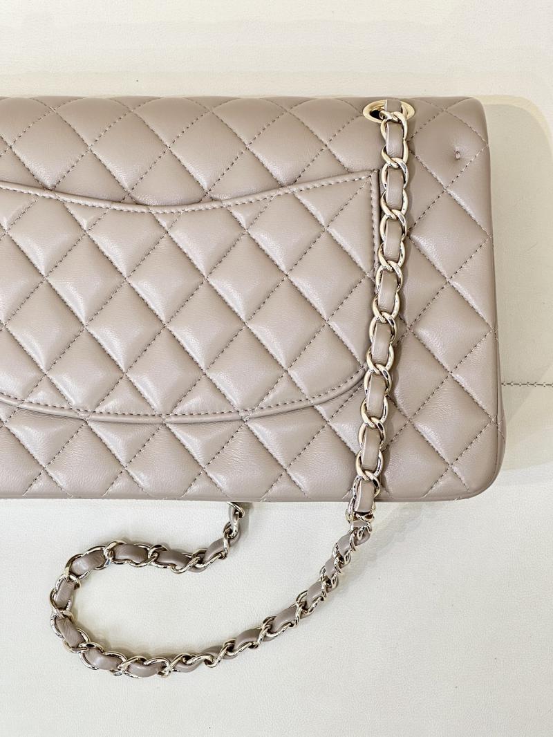 Medium Chanel Lambskin Flap Bag A01112 Light Grey