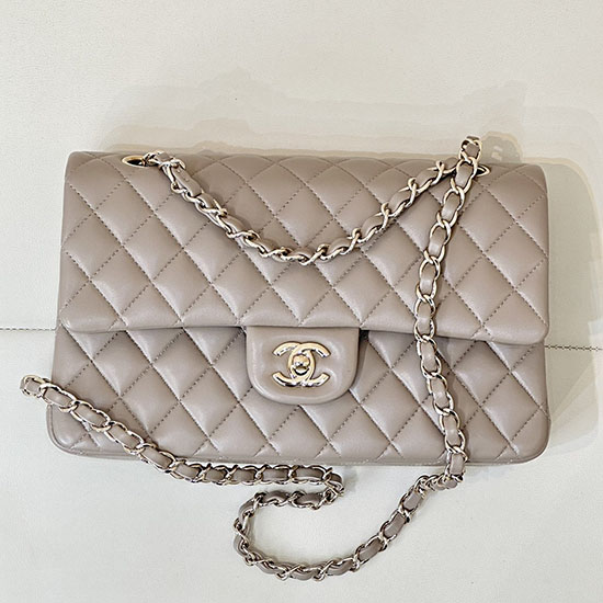 Medium Chanel Lambskin Flap Bag A01112 Light Grey