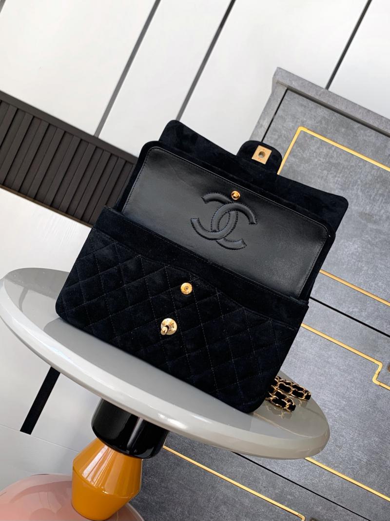 Medium Chanel Suede Flap Bag A01112 Black