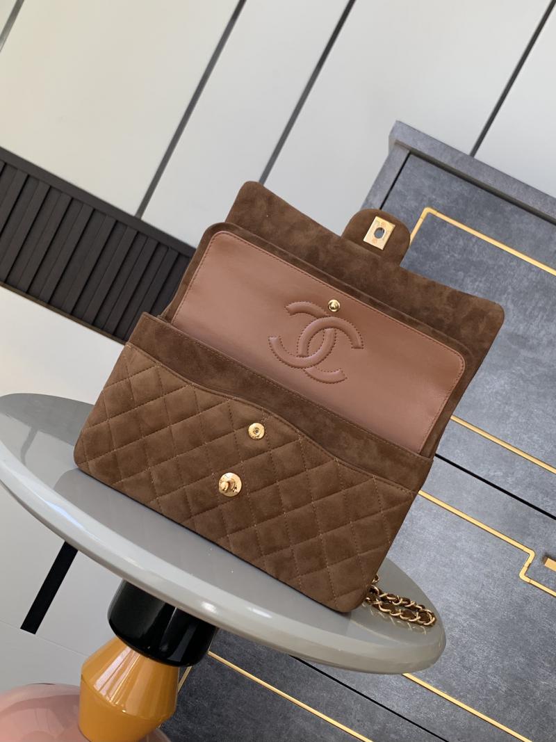 Medium Chanel Suede Flap Bag A01112 Brown