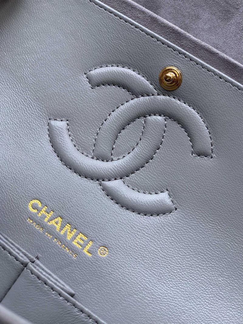 Medium Chanel Suede Flap Bag A01112 Grey