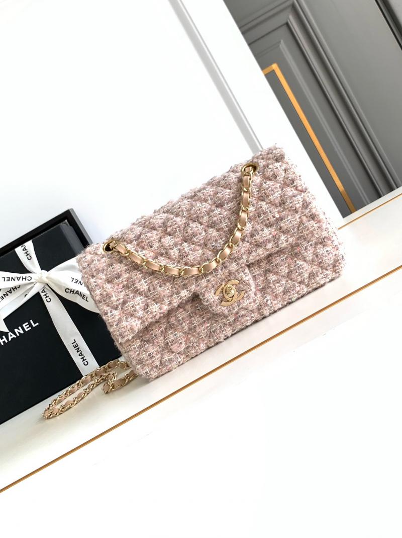 Medium Chanel Tweed Flap Bag A01112 Light Pink