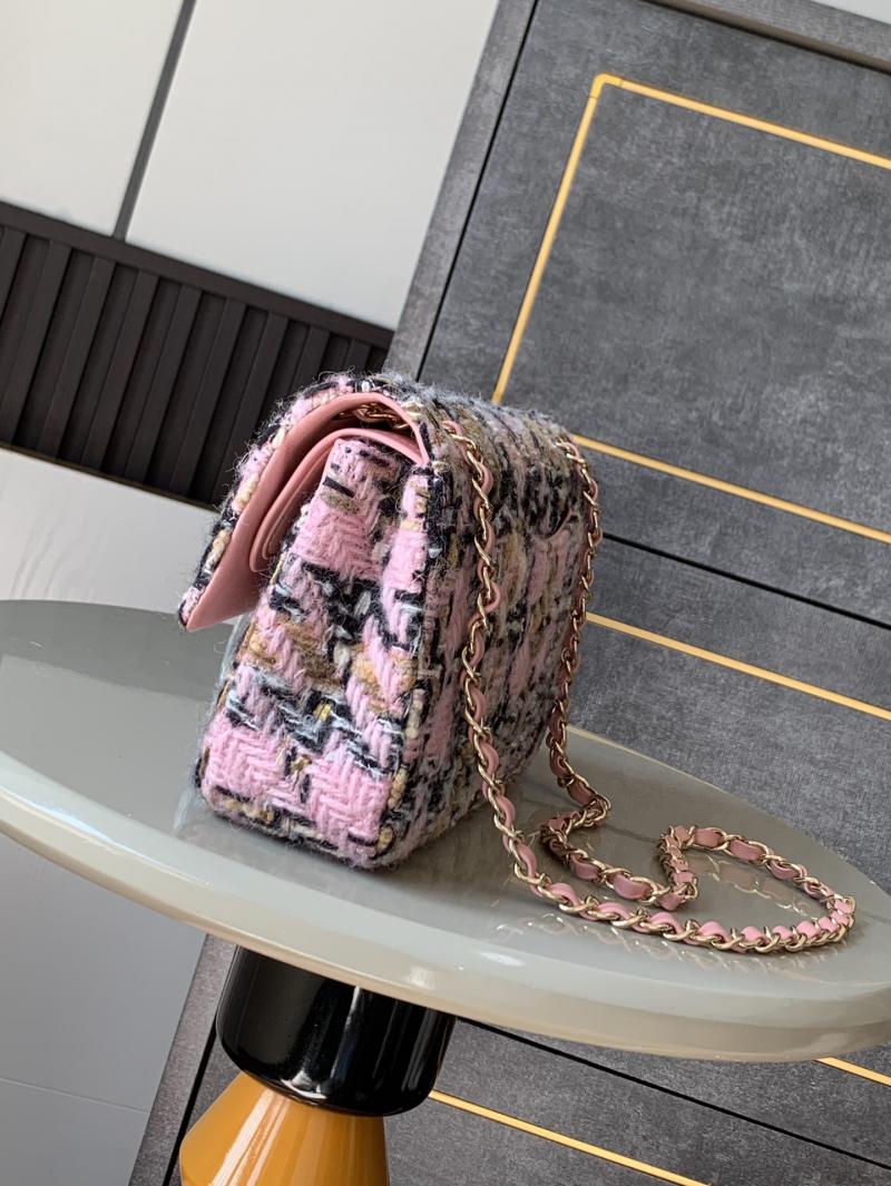 Medium Chanel Tweed Flap Bag A01112 Pink