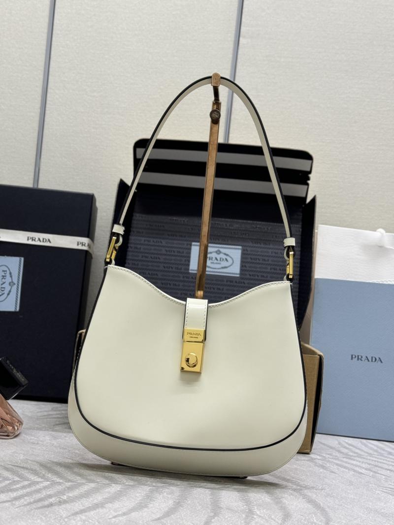 Prada Cleo brushed leather shoulder bag 1BC169 White