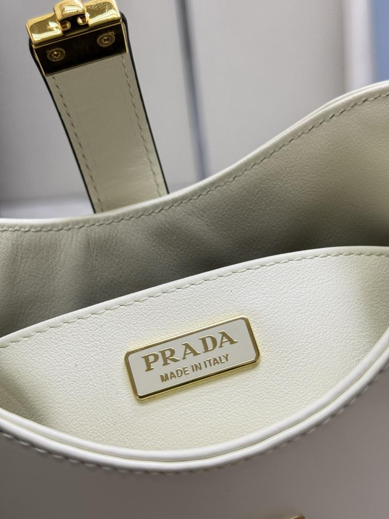 Prada Cleo brushed leather shoulder bag 1BC169 White