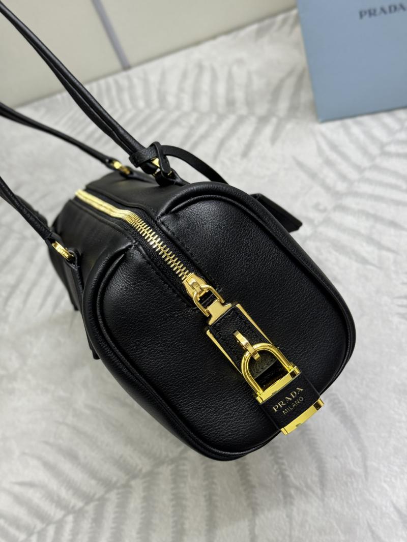 Prada Medium leather top-handle bag 1BB127 Black