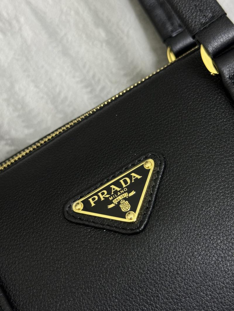 Prada Medium leather top-handle bag 1BB127 Black