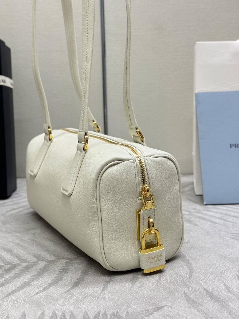 Prada Medium leather top-handle bag 1BB127 White