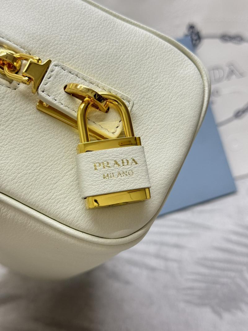 Prada Medium leather top-handle bag 1BB127 White