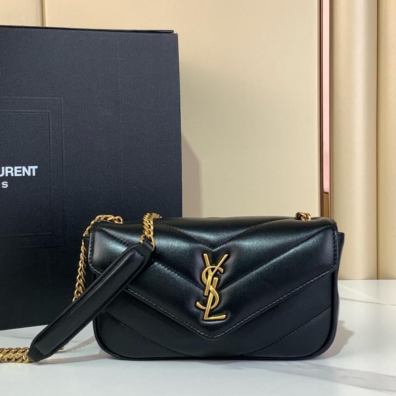 Saint Laurent Lambskin Loulou Mini Bag Black 821749