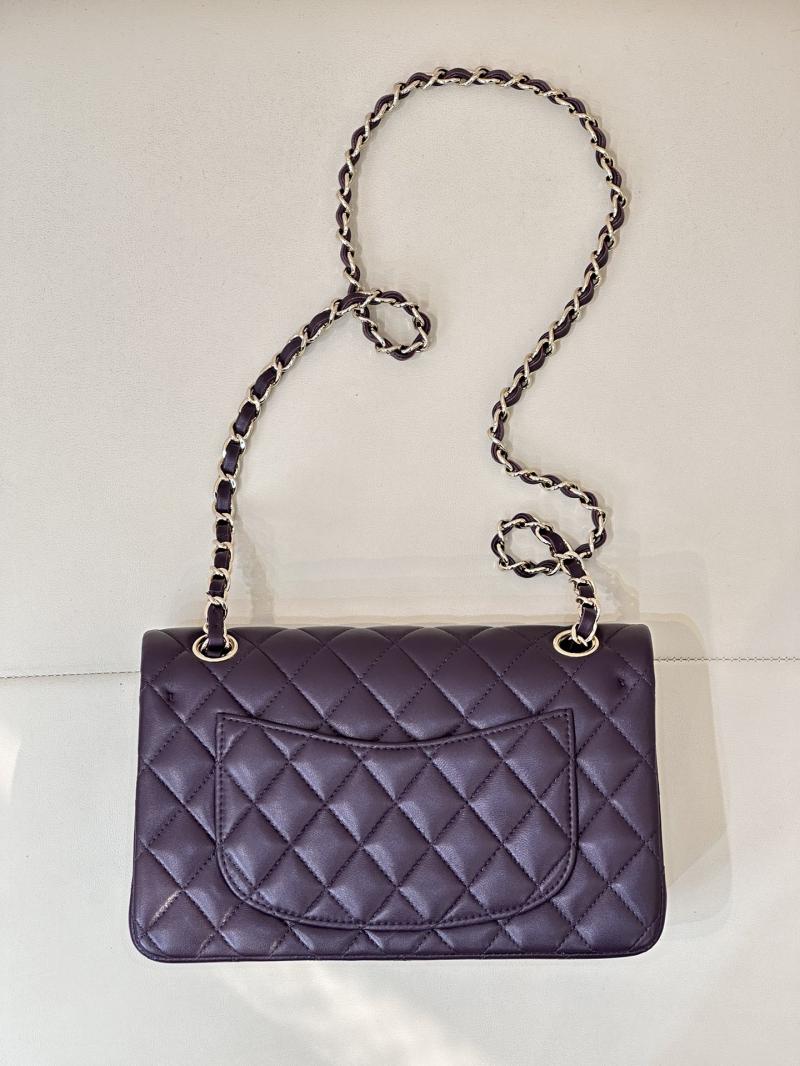 Small Chanel Lambskin Flap Bag A01117 Dark Purple