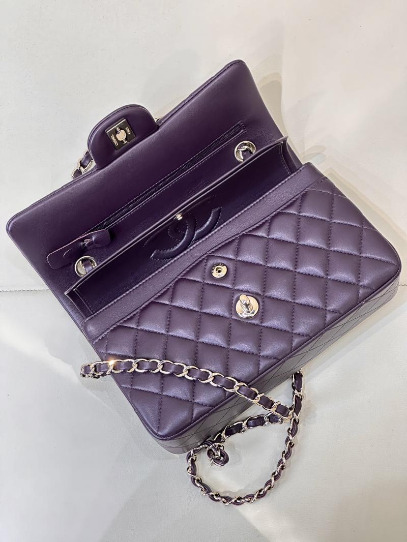 Small Chanel Lambskin Flap Bag A01117 Dark Purple