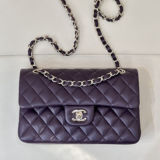 Small Chanel Lambskin Flap Bag A01117 Dark Purple