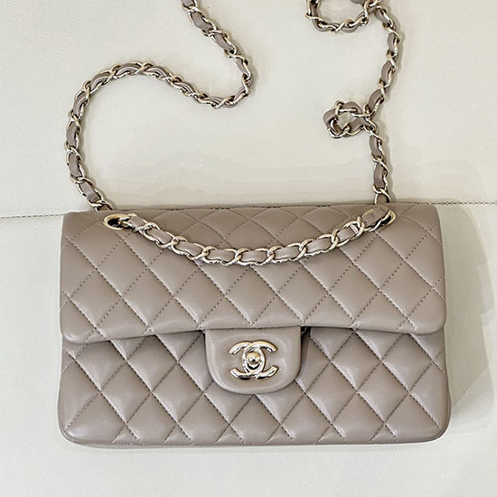 Small Chanel Lambskin Flap Bag A01117 Light Grey