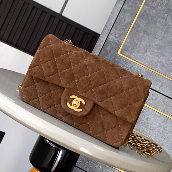 Small Chanel Suede Flap Bag A01116 Brown