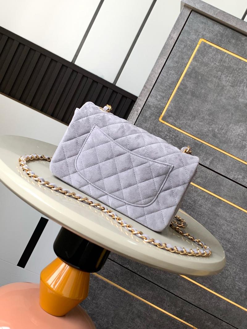 Small Chanel Suede Flap Bag A01116 Grey