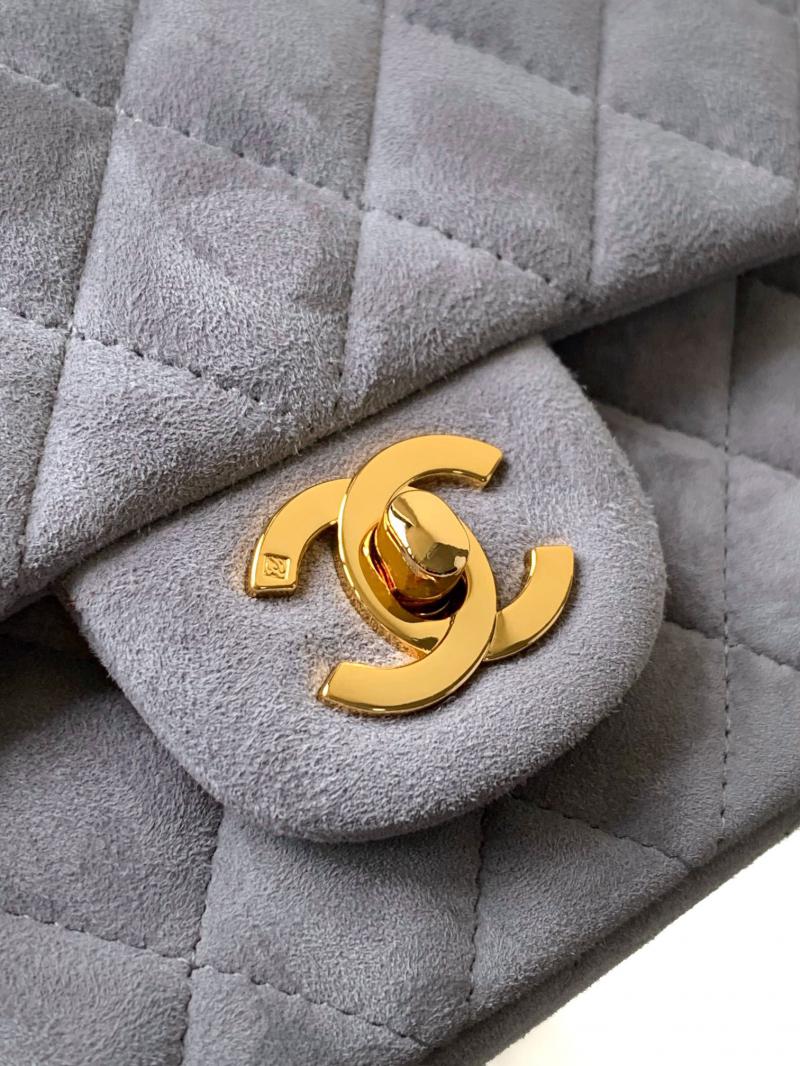 Small Chanel Suede Flap Bag A01116 Grey