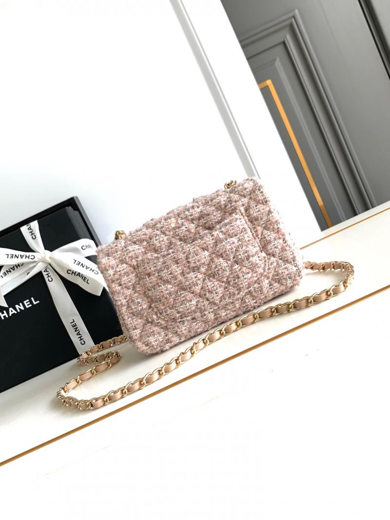 Small Chanel Tweed Flap Bag A01116 Light Pink