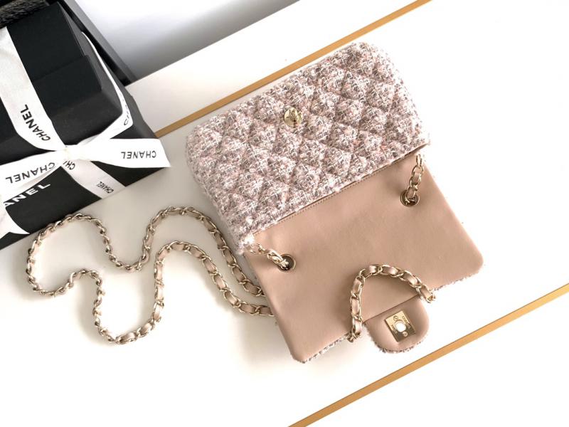 Small Chanel Tweed Flap Bag A01116 Light Pink